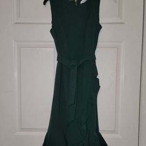 Calvin Klein womens scuba crepe round neck green sleeveless dress size 6
